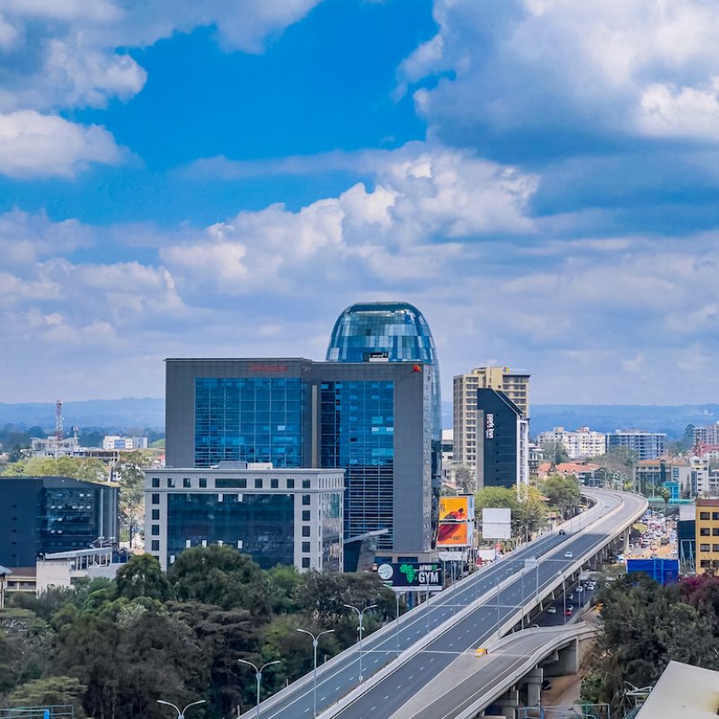 Kenyan Capitals City Cityscapes Skyline Skscrapers Nairobi Landmark Buildings Highrise Towers East Africa Highway Roads Tarmac Concrete